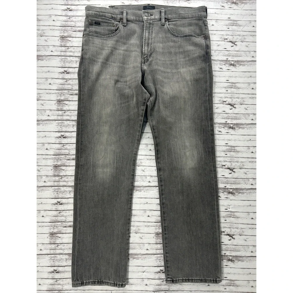 Polo Ralph Lauren The Classic Fit Jeans Men Size 35x32 Gray Wash Denim